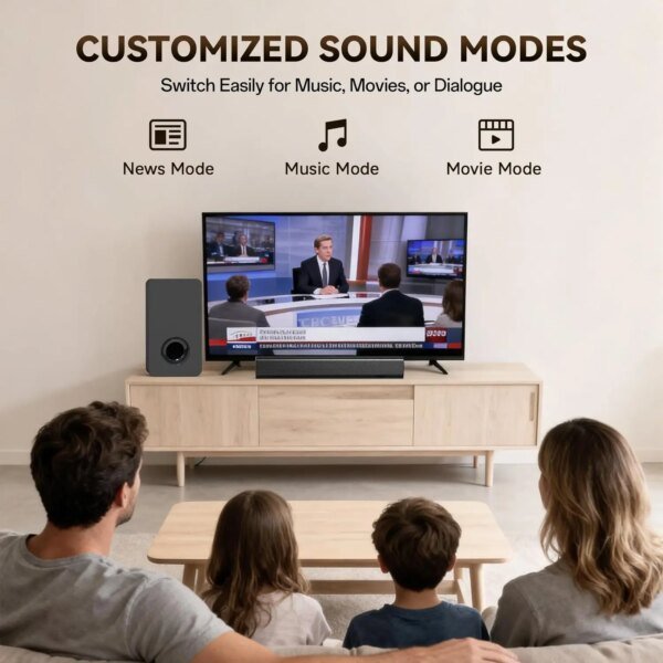 2.1 TV Soundbar w/ Subwoofer, BT 5.3, HDMI-ARC