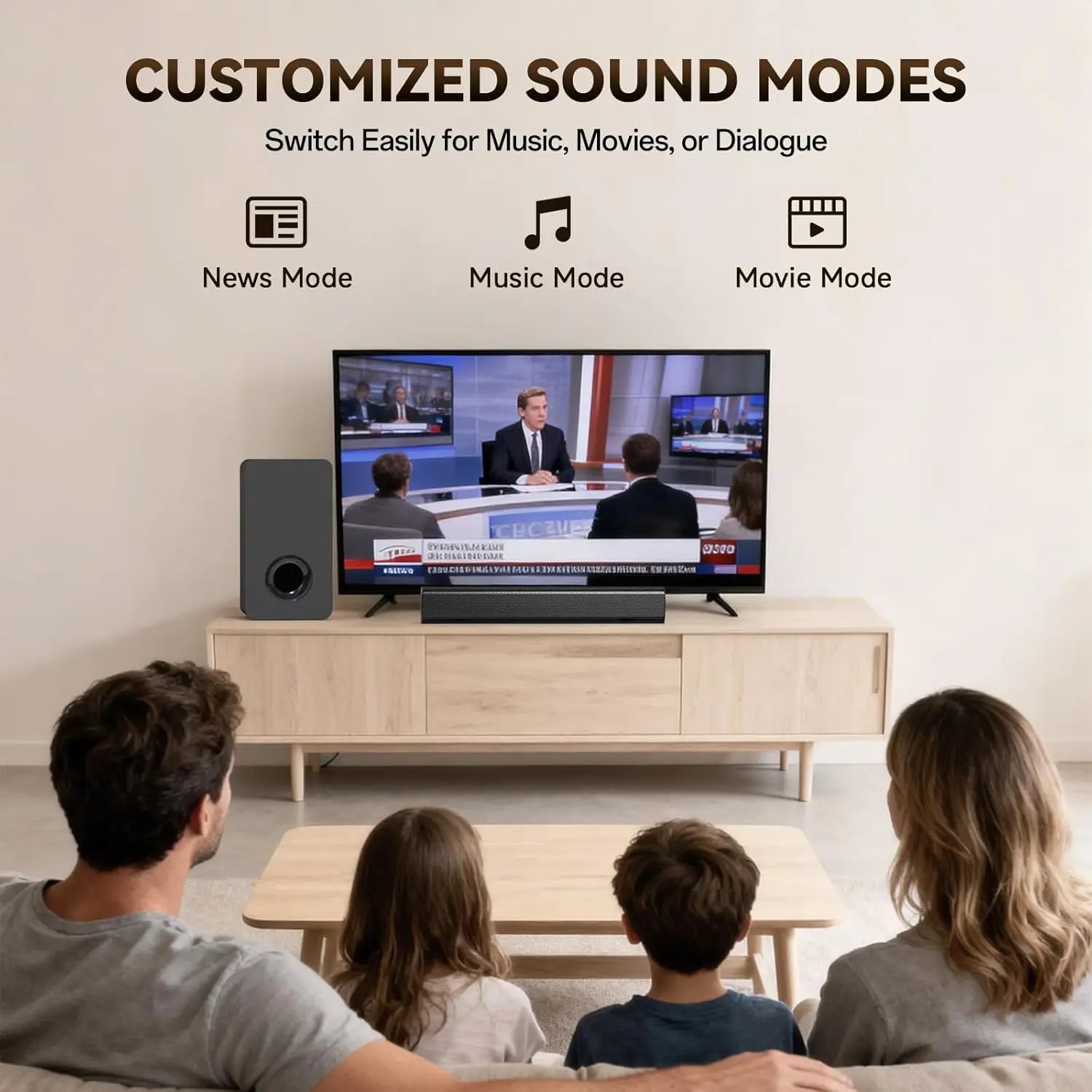 2.1 TV Soundbar w/ Subwoofer, BT 5.3, HDMI-ARC