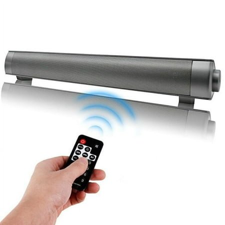 Hswt Wireless 2.0-Channel Bluetooth 16 Sound Bar with AUX Input & Remote Black