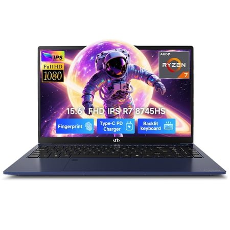 NIMO 15.6 IPS FHD-Gaming-Laptop 8 Cores AMD Ryzen 7 8745HS 32GB DDR5 RAM 1TB SSD (up to 4.9GHz Beat R9 7940HS) Radeon 780M-Graphics 100W Type-C Backlit Keyboard Fingerprint for Creators