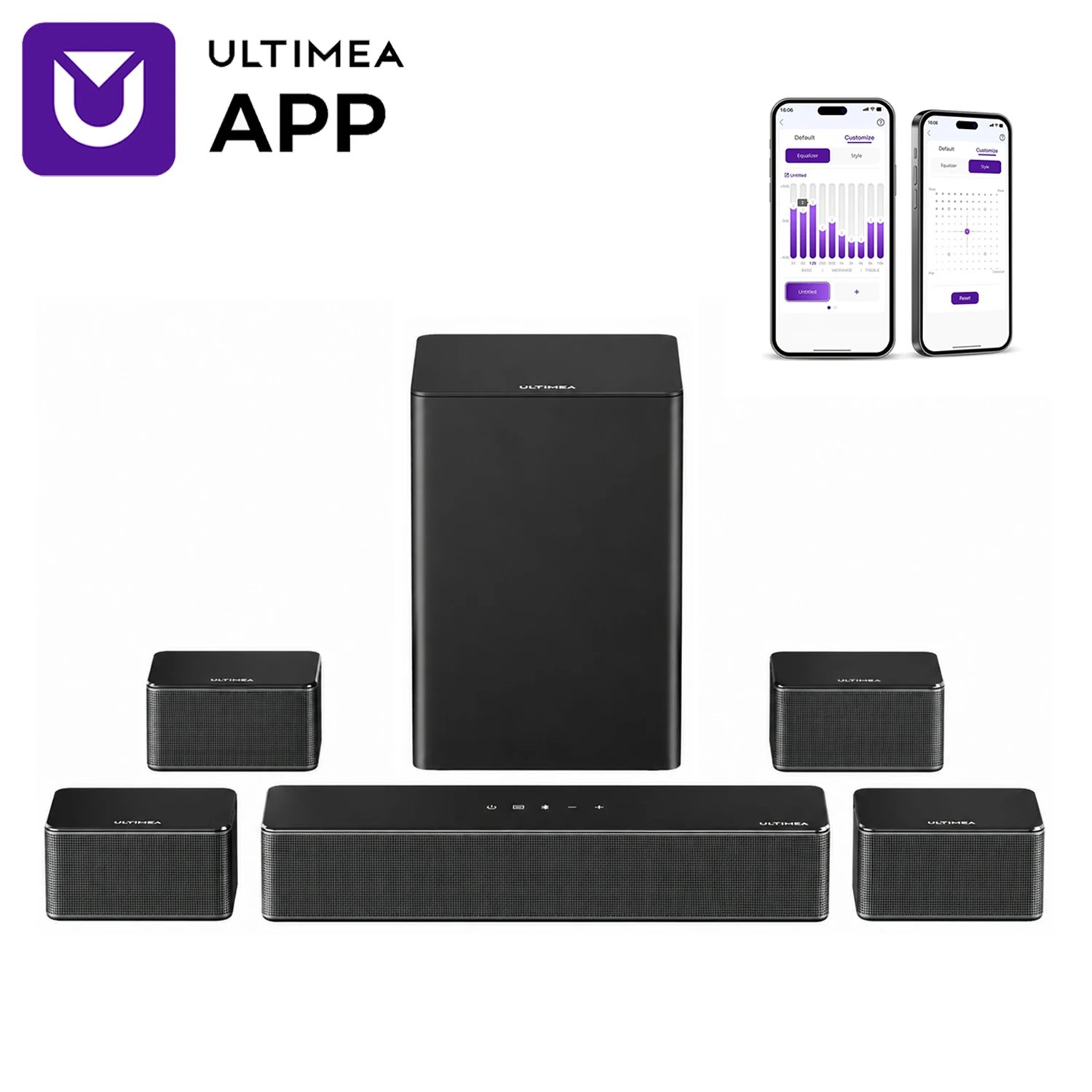 ULTIMEA 7.1 Surround Sound System Sound bar for TV with APP Control, Home Cinema Bluetooth Speaker with 6.5" Wireless Subwoofer