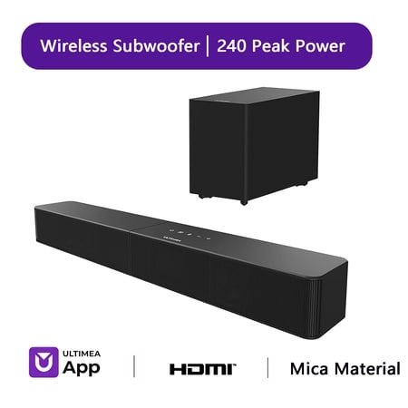 ULTIMEA Sound Bar With Wireless Subwoofer, 240W, App Control, BassMX & VoiceMX, Soundbar for Smart TV, Bluetooth 6.0, HDMI, Optical, Poseidon R3T